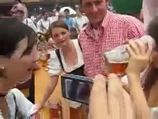 small german girl drinks maas in 55 seconds
