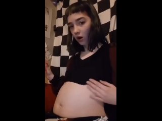 girl bloated with mentos and soda